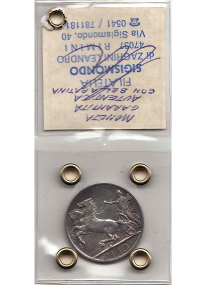 1929 10 Lire Argento Tipo Biga Discreta Conservazione 2 Rosette Vittorio Emanuele III